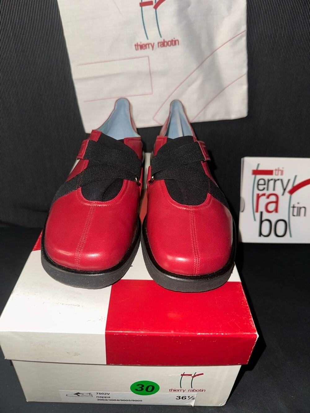 No.30 Thierry Rabotin 7502V Nappa Leather Criss-Cross Strap Flats Red